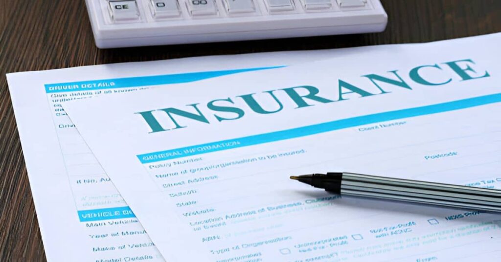 Insurance name written on a paper